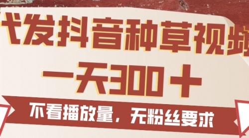 代发抖音种草视频，一天300，无粉丝要求，不看播放量
