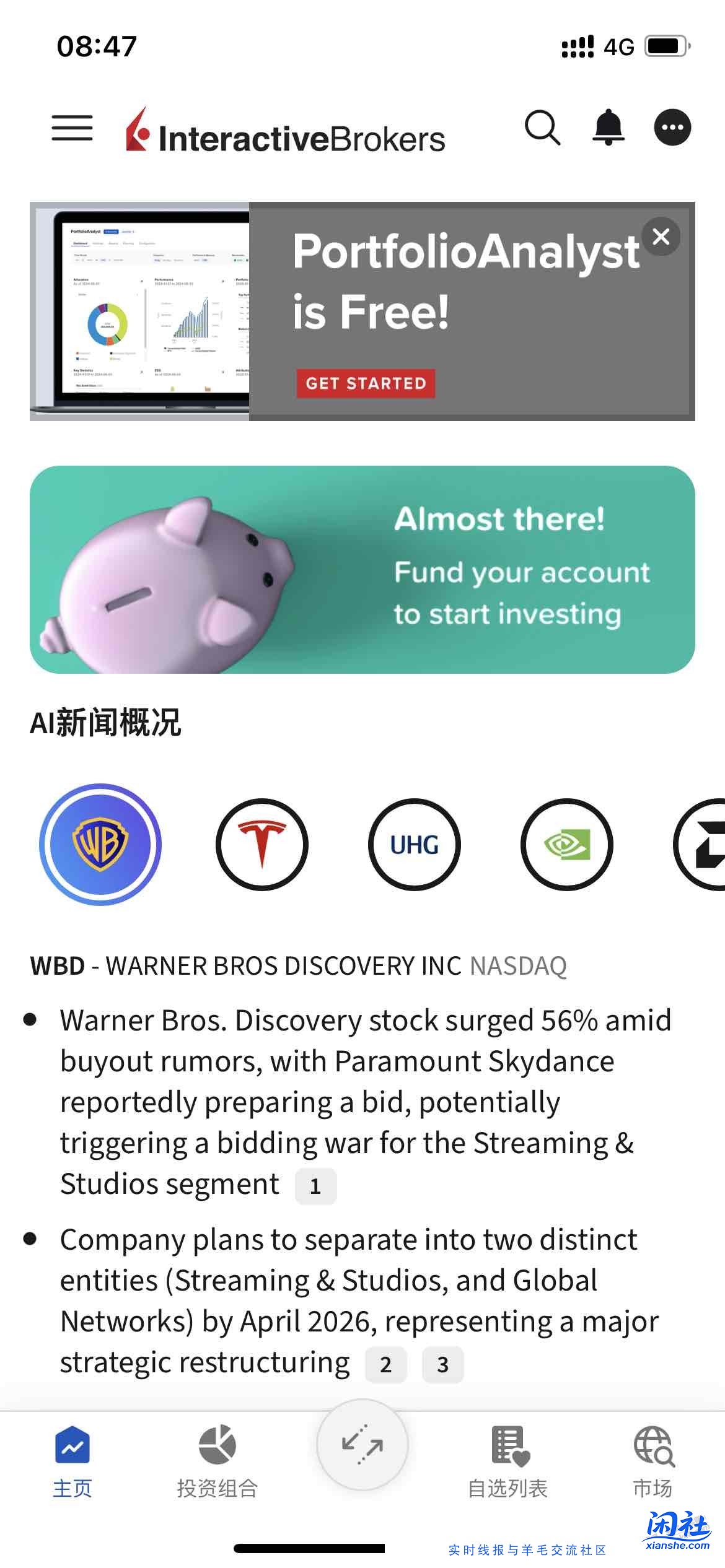 华纳暴涨56%（如图）