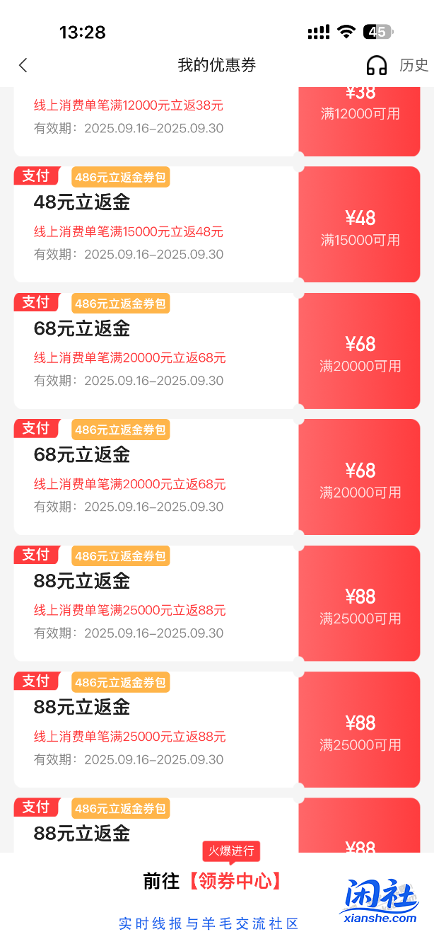 388元大毛，中信动卡空间（如图）