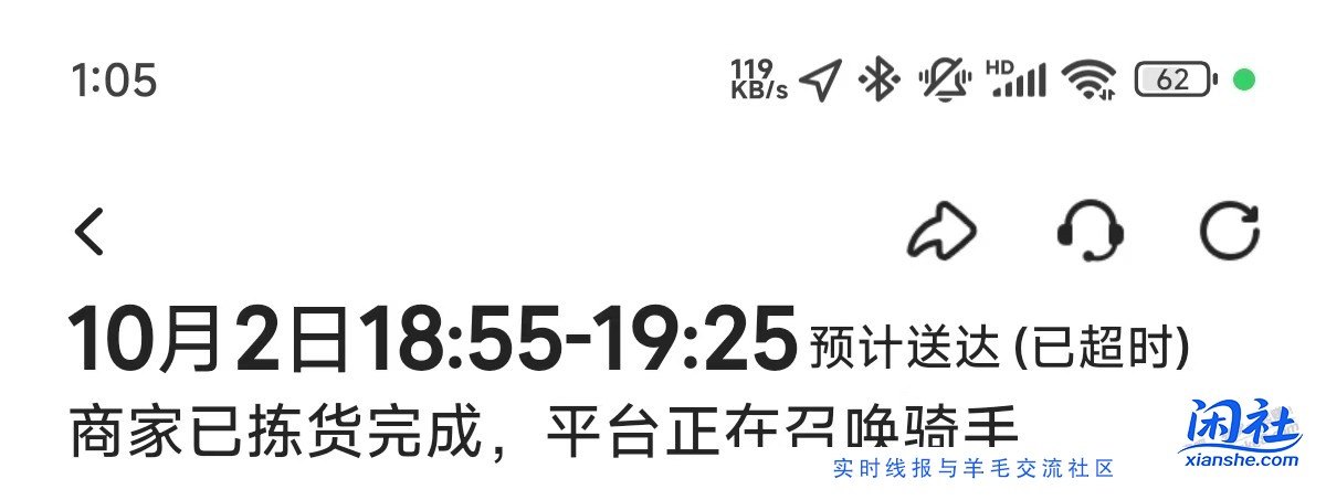 昨晚下的美团，今凌晨才送到