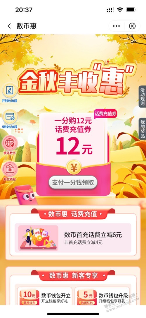 中国银行12元话费充值券