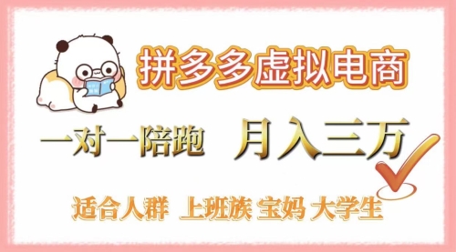 拼多多虚拟电商，一对一陪跑，易上手，变现快，可复制放大，月入过万的精品项目